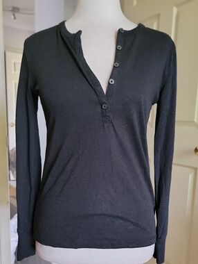 J Crew mercantile Classic Long Sleeve Henley Top in Black